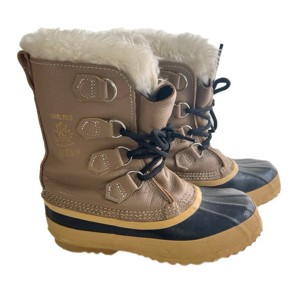 Sorel Manitou Women Size 6 Vintage Wool Lined Winter Snow Boots Lace Up Canada